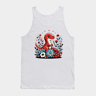 Cute dinosaur with flowers Tank Top